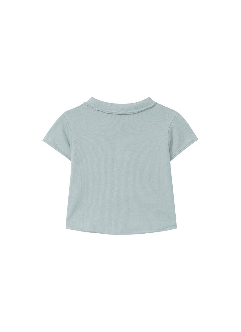 ORGANIC COTTON SHORTSLEEVE T-SHIRT WITH A COLLAR MINT BLUE