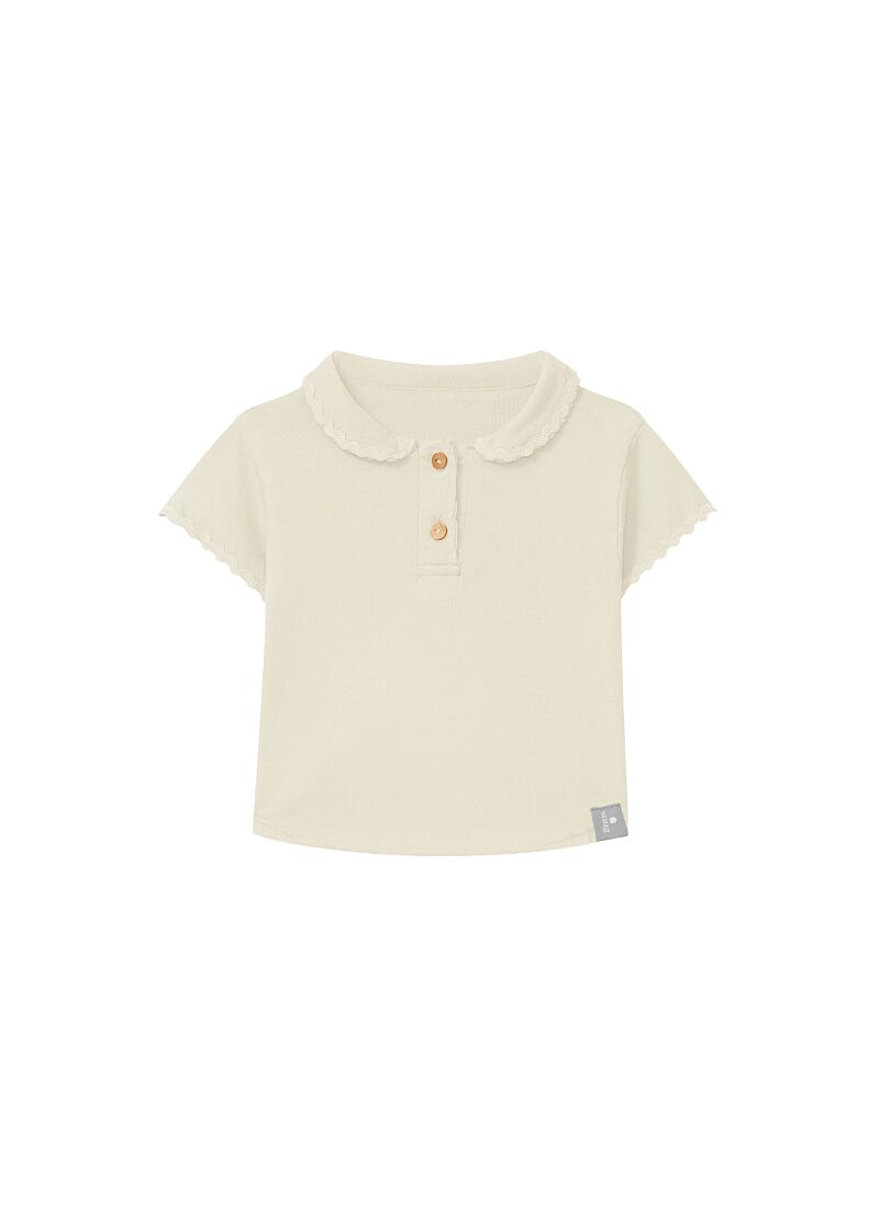 ORGANIC COTTON SHORTSLEEVE T-SHIRT WITH A COLLAR NATURAL