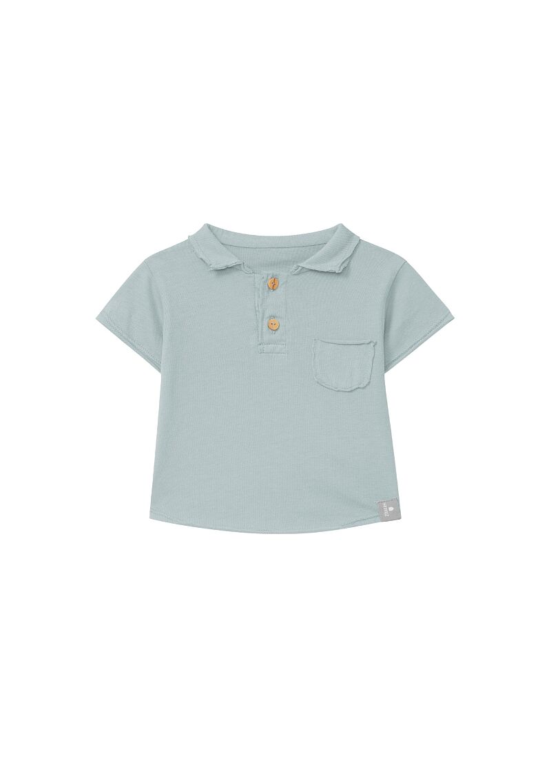 ORGANIC COTTON SHORTSLEEVE T-SHIRT WITH A COLLAR MINT BLUE