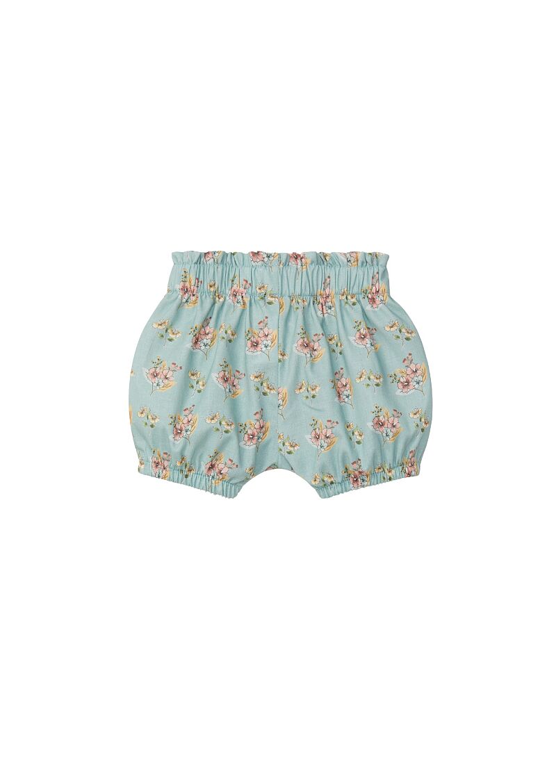 COTTON SHORTS FLORAL MINT BLUE