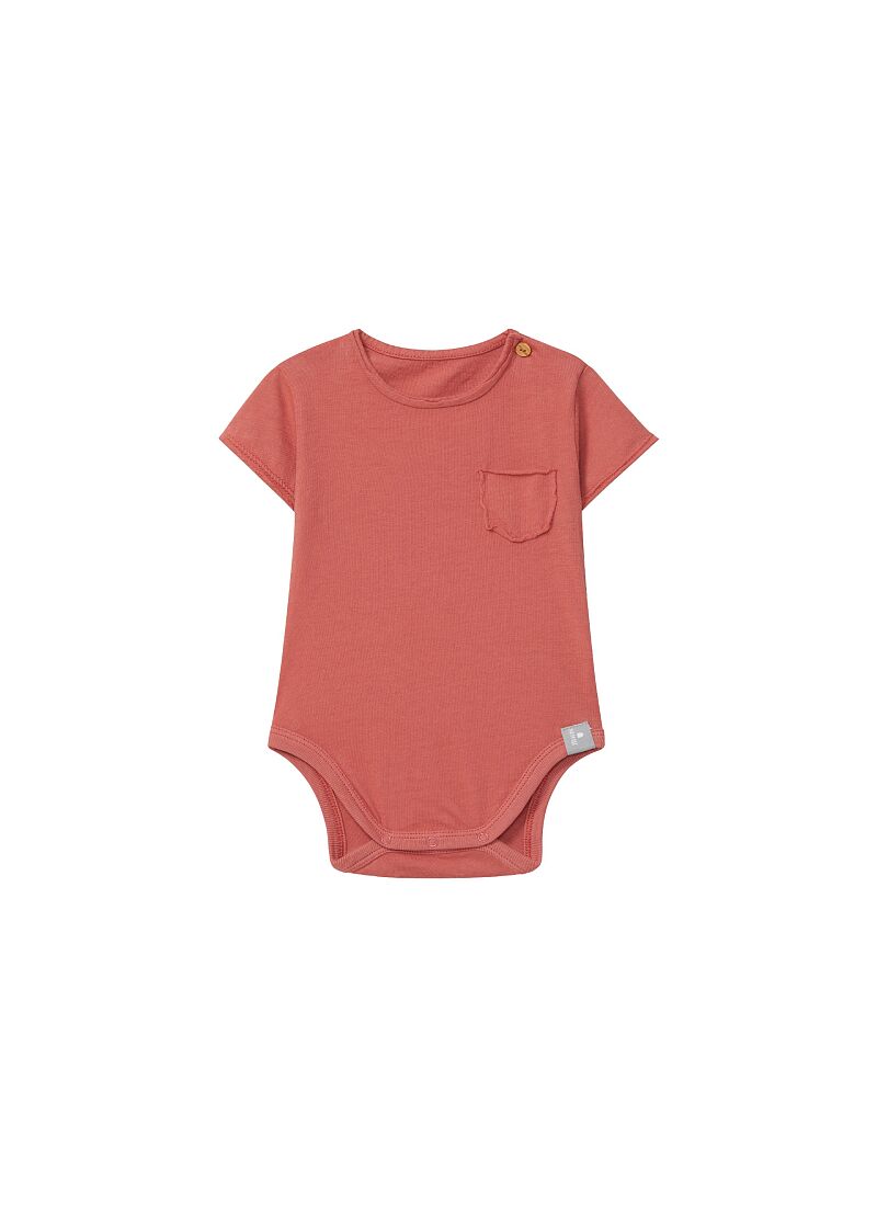 ORGANIC COTTON SHORT SLEEVE BODYSUIT CORAL