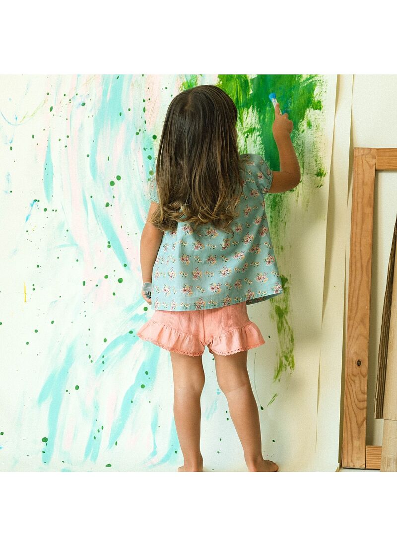COTTON SHORTSLEEVE T-SHIRT FLORAL MINT BLUE