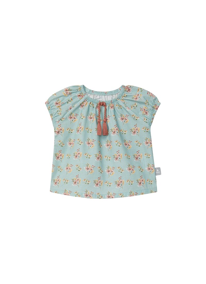 COTTON SHORTSLEEVE T-SHIRT FLORAL MINT BLUE