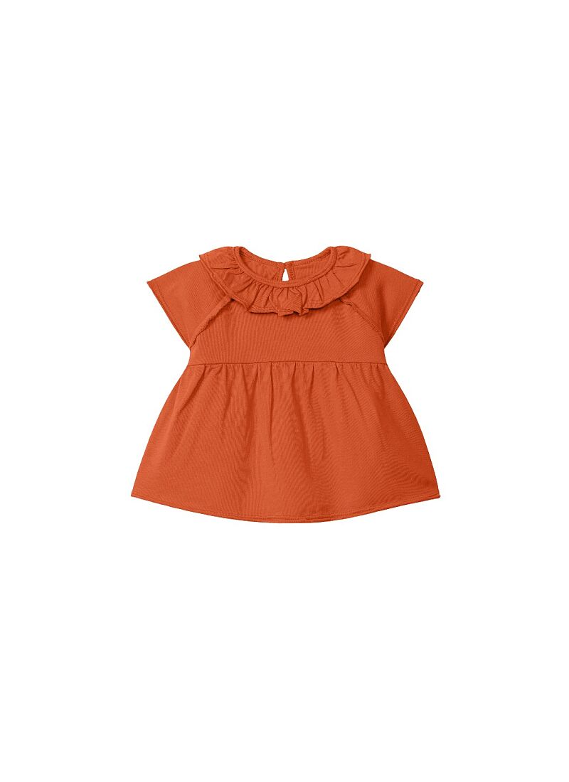 T-SHIRT WITH RUFFLE WARM ORANGE