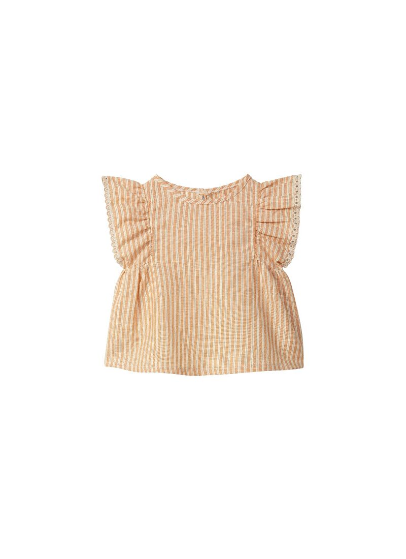 T-SHIRT WITH RUFFLE OCHER