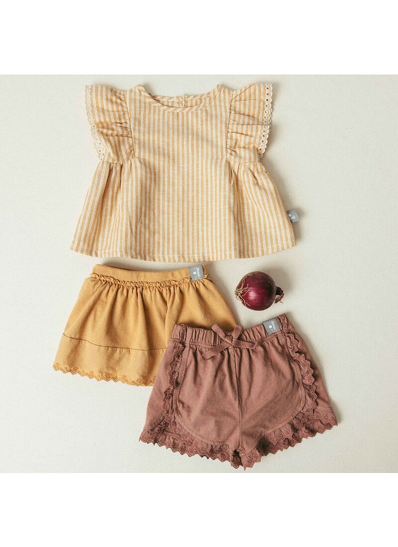 T-SHIRT WITH RUFFLE OCHER