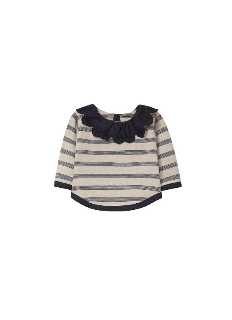 LONGSLEEVE T-SHIRT STRIPES INDIGO COLLAR BLACK