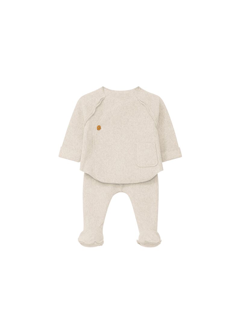 ORGANIC COTTON SWEATER AND PANTS SET FLEECE SAND