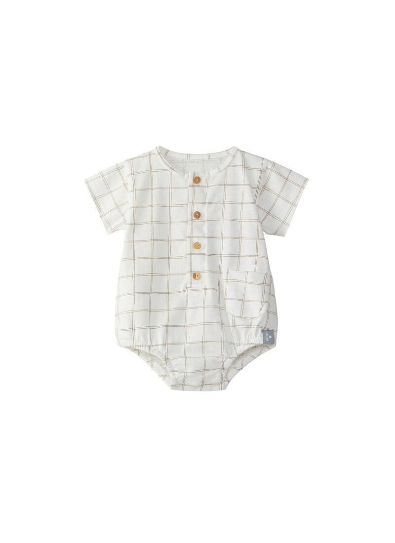SHORTSLEEVE BODY SHORTIE SHORTIE CHECKERED TAUPE