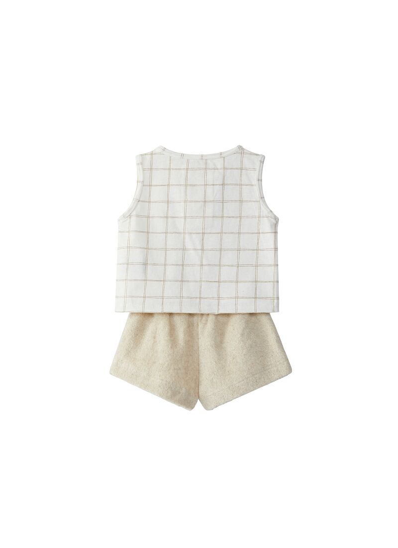 T- SHIRT AND SHORTS SET PLUSH TAUPE