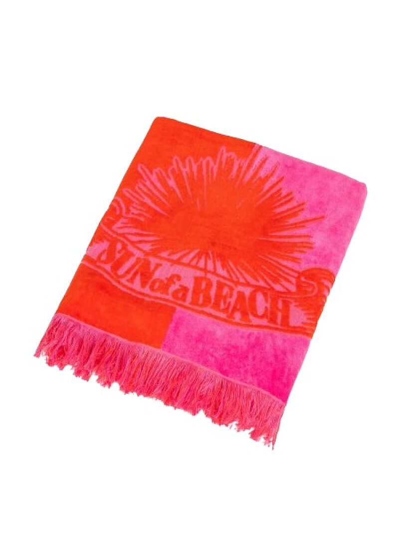 BEACH TOWEL BICOLOR BUBBLEGUM ORANGE