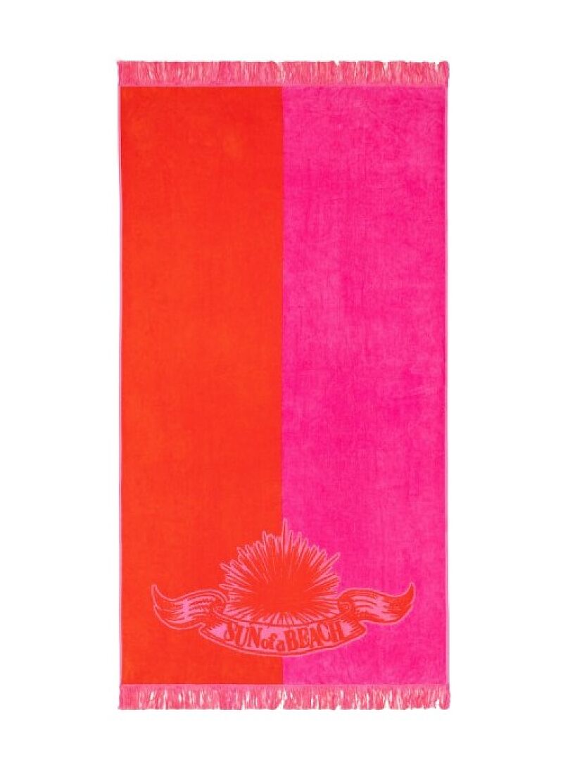 BEACH TOWEL BICOLOR BUBBLEGUM ORANGE