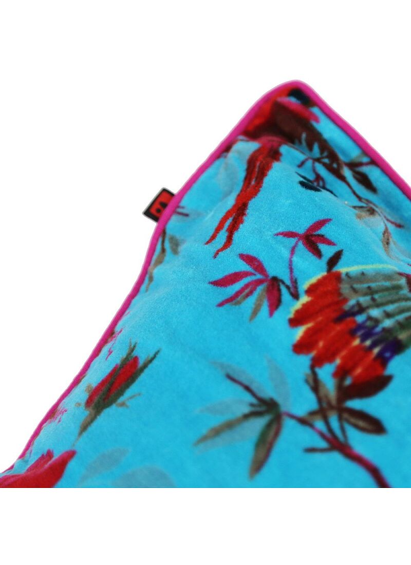DECORATIVE CUSHION (60x60) PARADISE BIRDS TURQUOISE