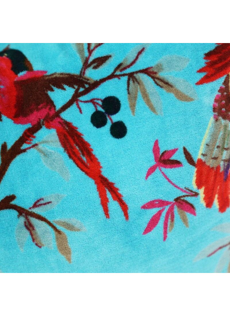 DECORATIVE CUSHION (60x60) PARADISE BIRDS TURQUOISE
