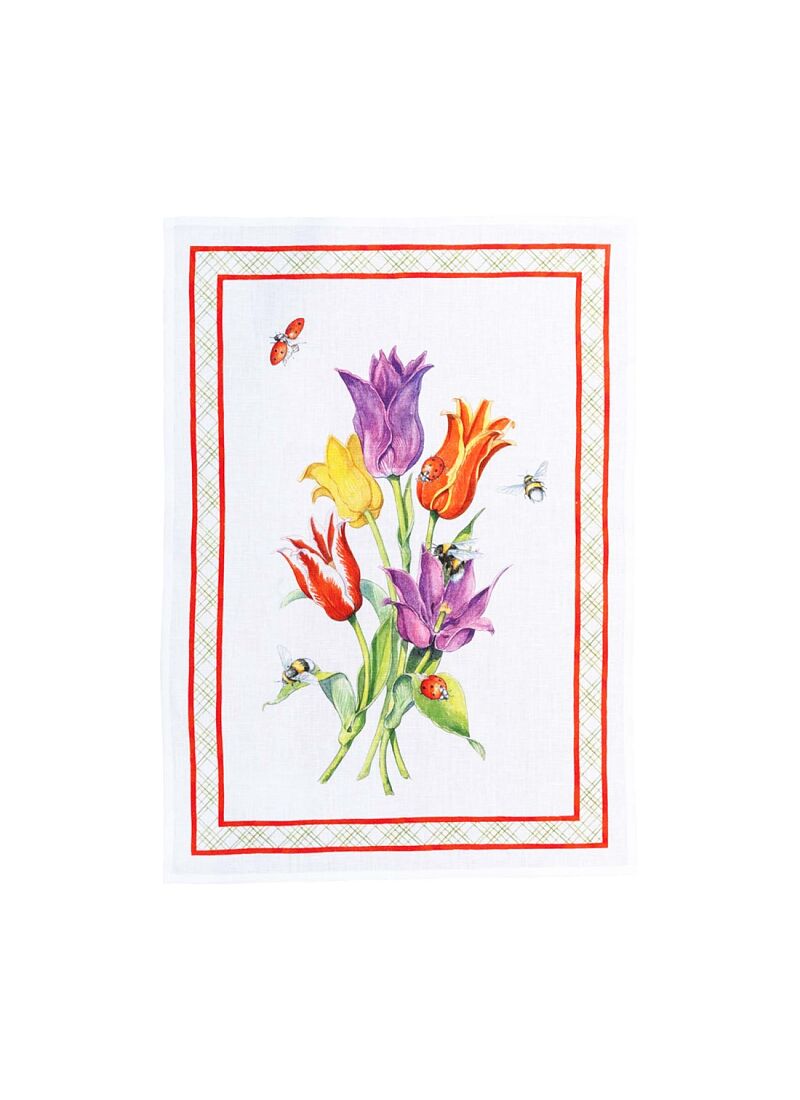 LINEN KITCHEN TOWEL TULI ROSSO