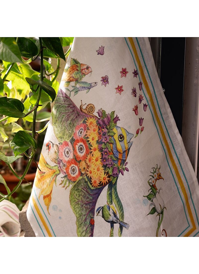 LINEN KITCHEN TOWEL PESCIFLORA TURQUOISE